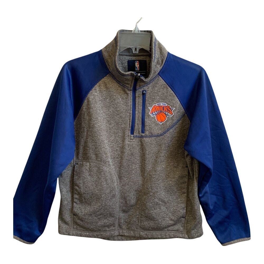 New York Knicks Youth Logo Pullover Size S 8- 10 Embroidered 1/4 Zip Pockets